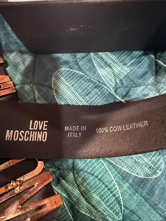 Moschino Black Leather Belt with Gold Logo Hardware main image 4